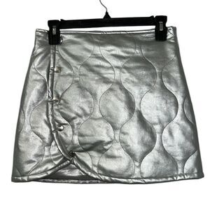 Kids' Metallic Faux Leather Skort In Silver(Size 14)